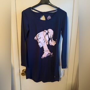 Navy Blue Graphic Barbie Long Sleeve Top